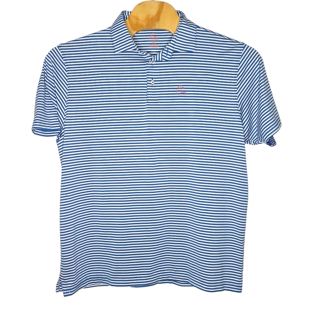 Rhoback Blue and White Striped Polo Shirt
